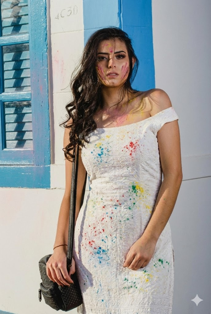 Girl Happy Holi Prompt