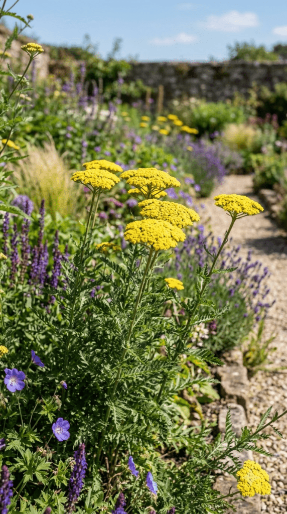 Fernleaf Yarrow — Golden Clusters Against Ferny Leaves