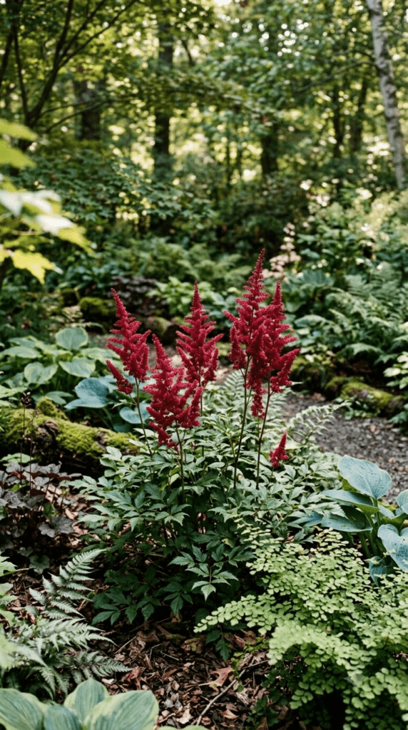 Astilbe 'Fanal' — "Fiery Plumes in a Quiet Corner"