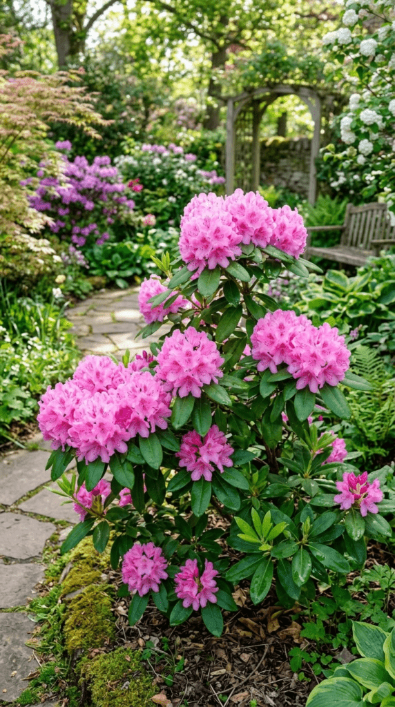 Rhododendrons — "Pink Clusters in Spring Bloom"