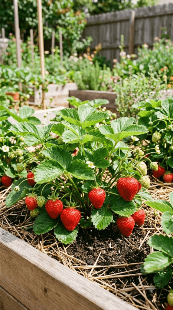 Strawberries — "Sweet Red Berries Among the Leaves"