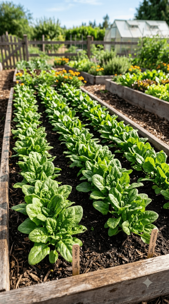 Spinach — "Crisp Rows of Deep Green"