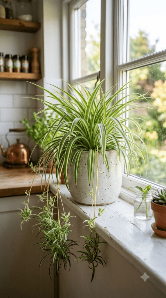 Spider Plant — "Arching Leaves Against the Morning Light"