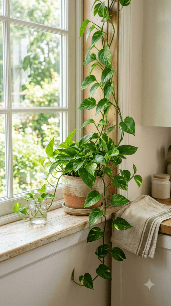 Pothos — "Heart-Shaped Leaves Trailing Down"