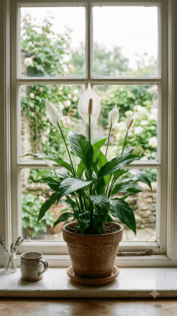 Peace Lily — "White Blooms Above Glossy Green"