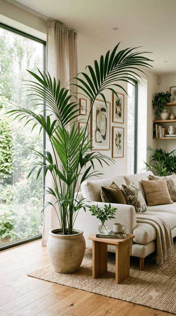 18 Statement-Making Tall Indoor Plants That Transform Empty Corners 4 Kentia Palm — "Arching Fronds Beside the Sofa"