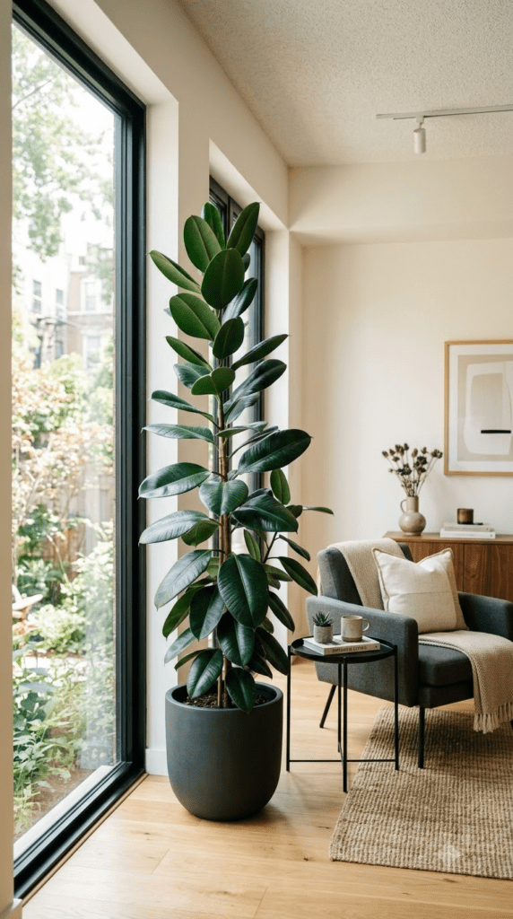 18 Statement-Making Tall Indoor Plants That Transform Empty Corners 5 Rubber Plant — "Glossy Green Reaching for the Window"