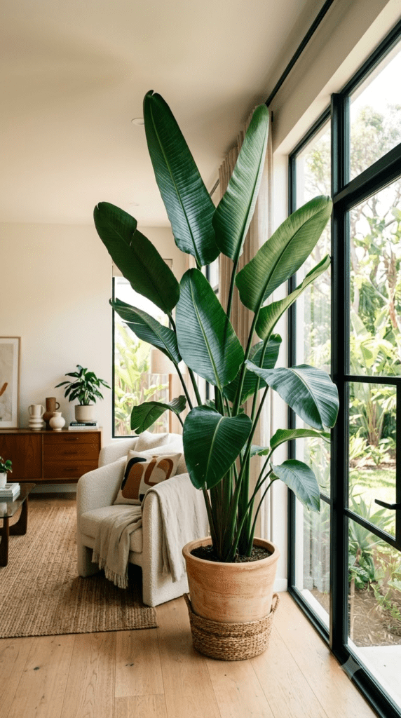 18 Statement-Making Tall Indoor Plants That Transform Empty Corners 7 Bird of Paradise — "Paddle Leaves Catching the Sun"