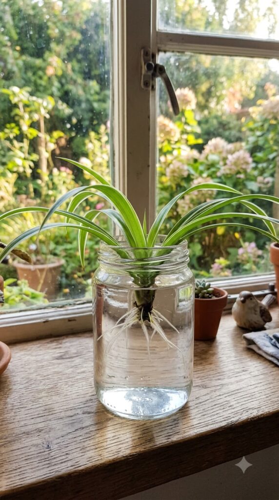 003 2 Use a Clear Glass Container A Spider Plant cutti