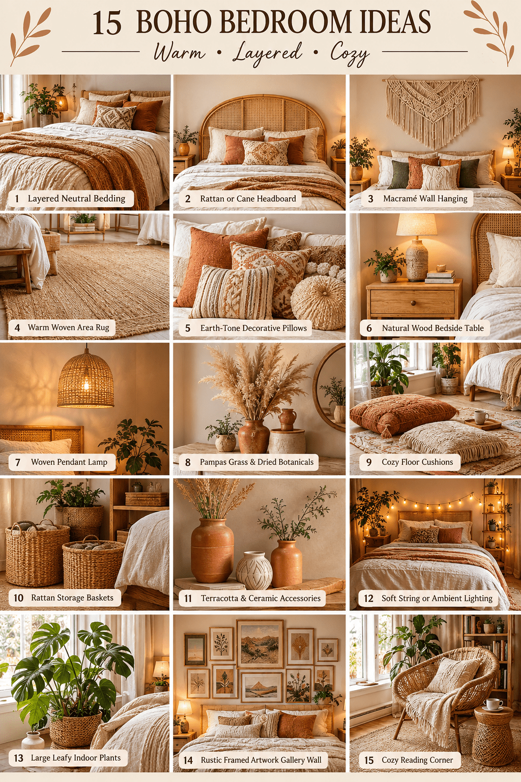 15 Boho Bedroom Ideas for a Cozy, Warm & Beautifully Layered Retreat