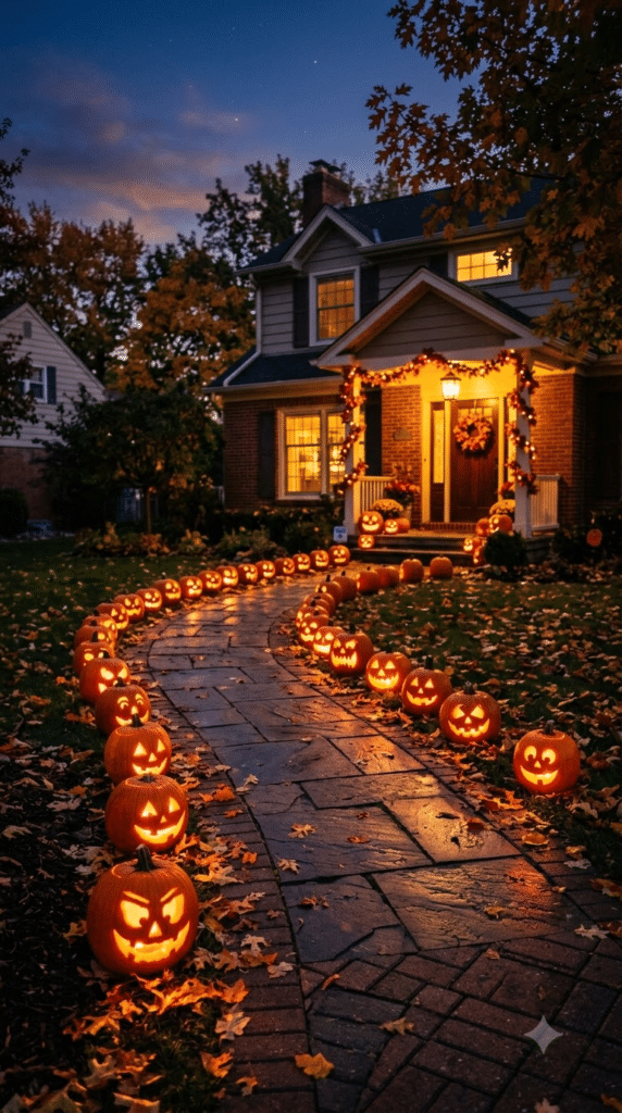 A Path Lit Entirely by Jack-o'-Lanterns