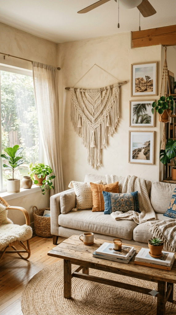 A Knotted Centerpiece Above the Sofa