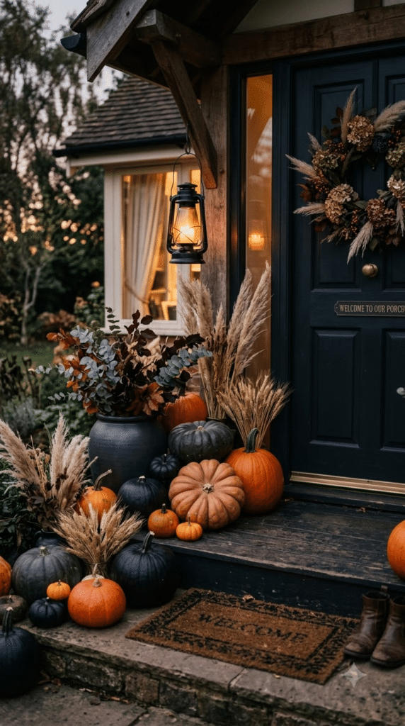 A Porch Dressed in Charcoal and Pumpkin