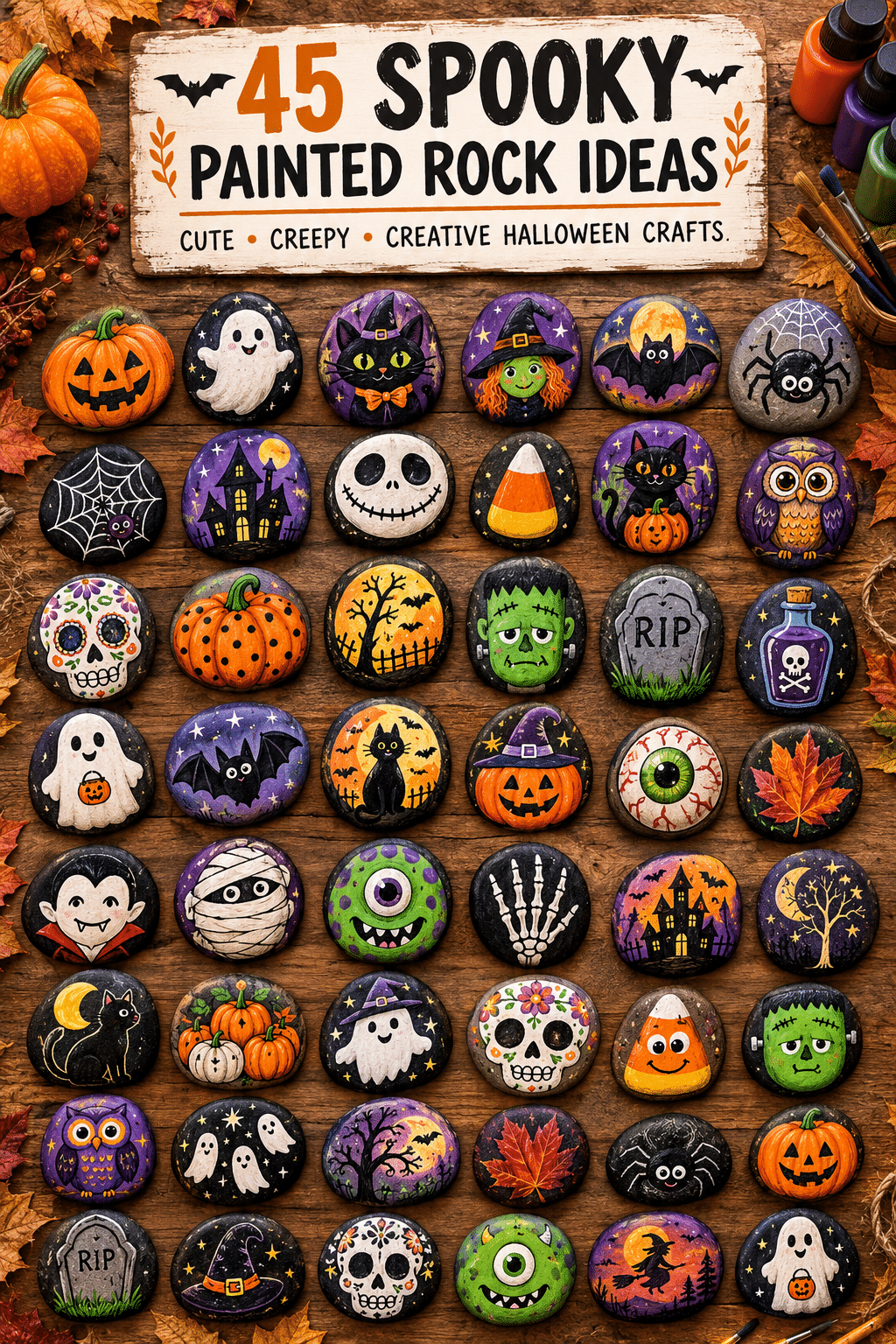 45 Spooky Painted Rock Ideas to Make Your Halloween