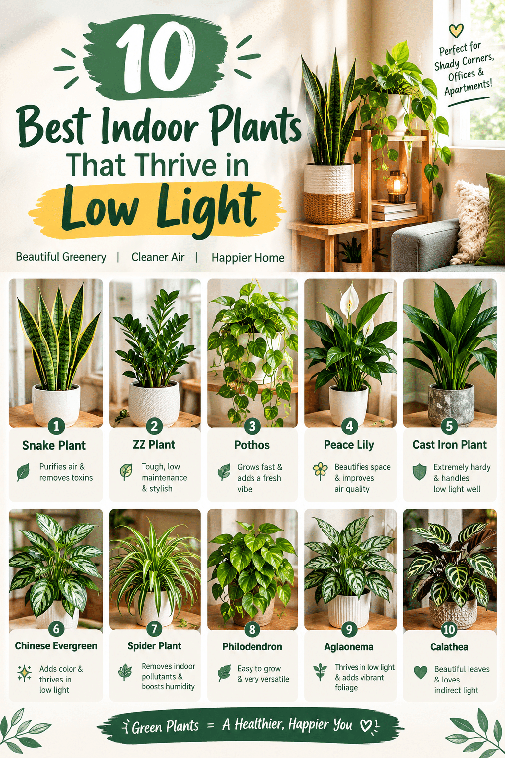 10 Best Indoor Plants That Thrive in Low Light