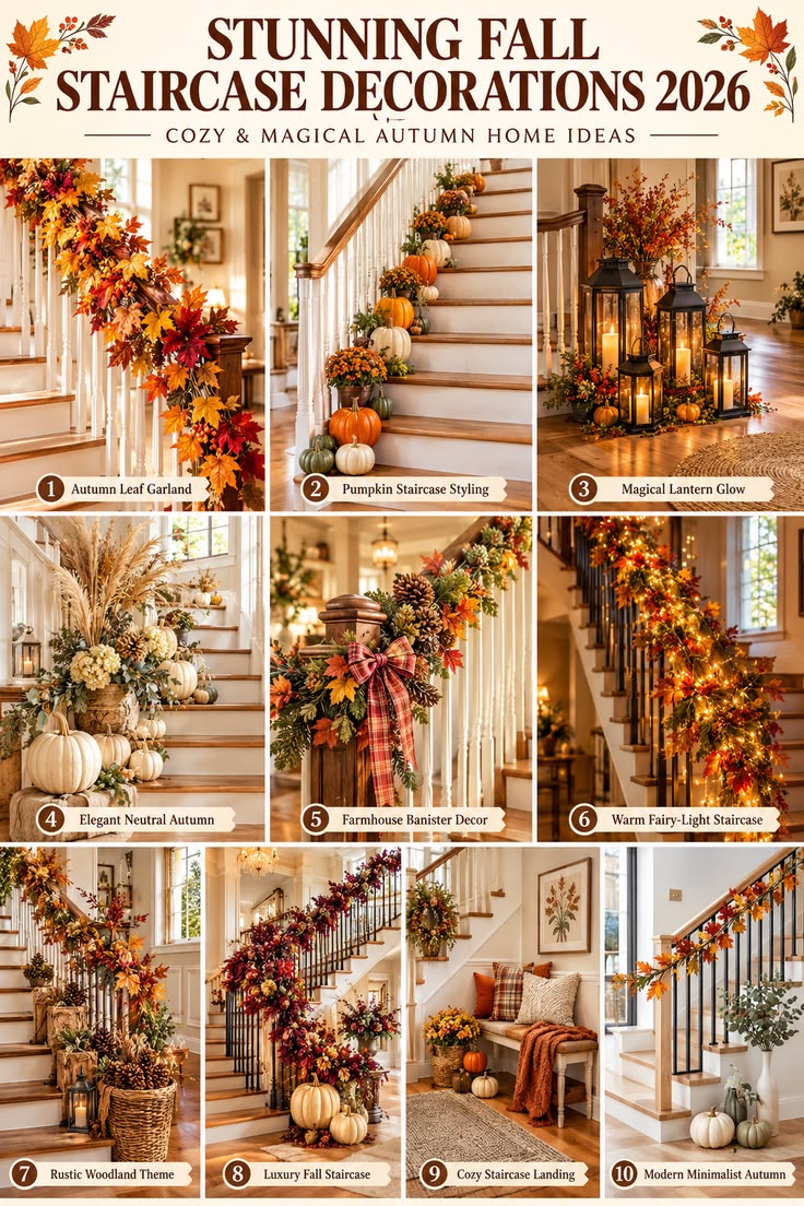 Stunning Fall Staircase Decorations
