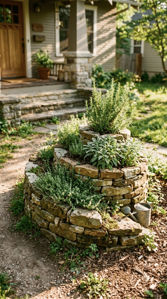 An Herb Spiral Winding Up in Stone