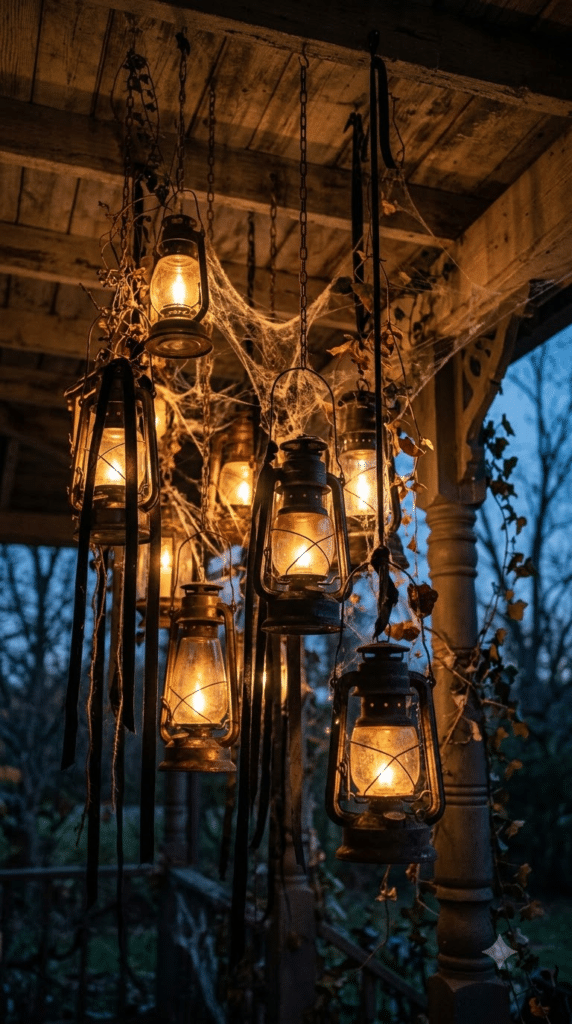 Lanterns Floating Above the Porch